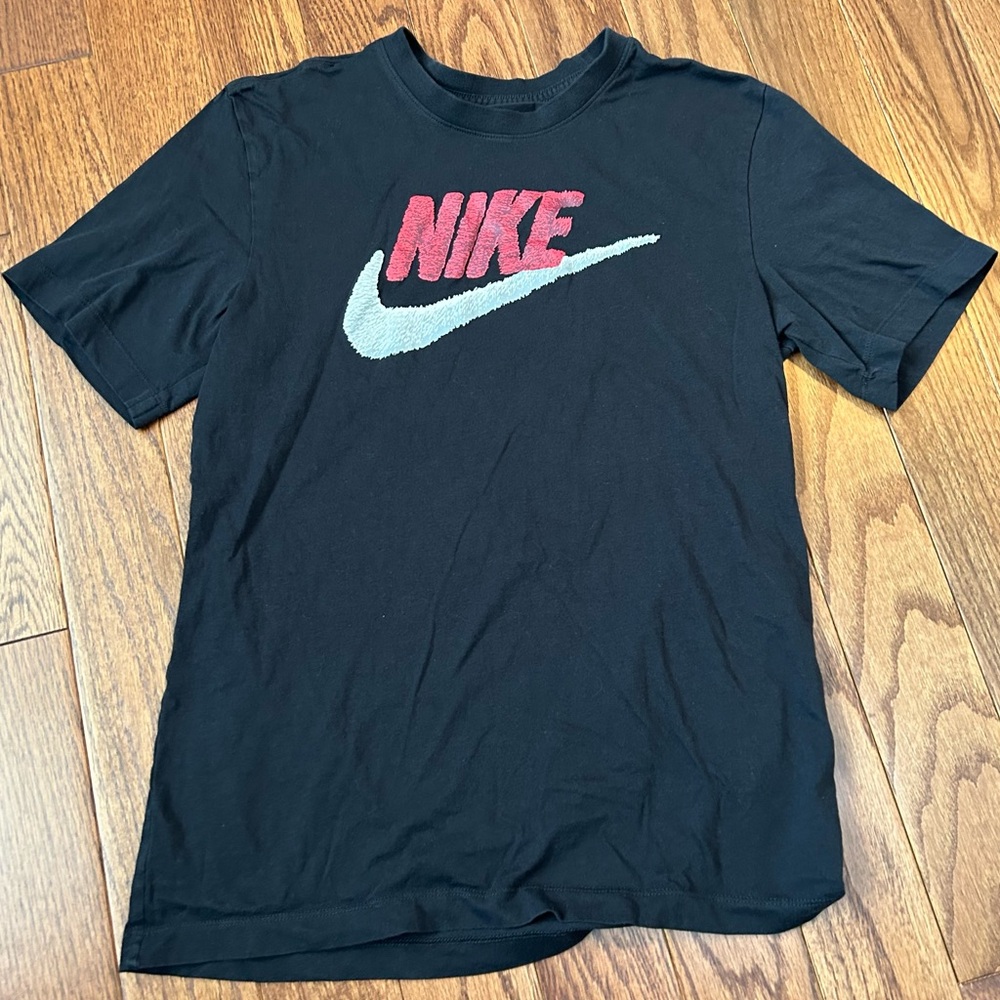 Nike Black T-Shirt with Red Logo Size S